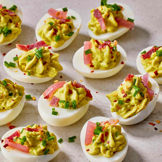 Deviled Eggs D’Esplette & Whisky Bread Pudding