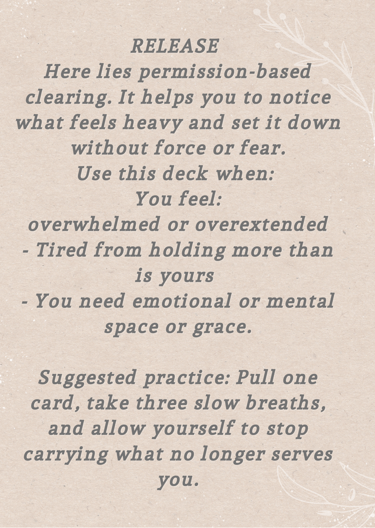 AFFIRMATION CARDS - RELEASE